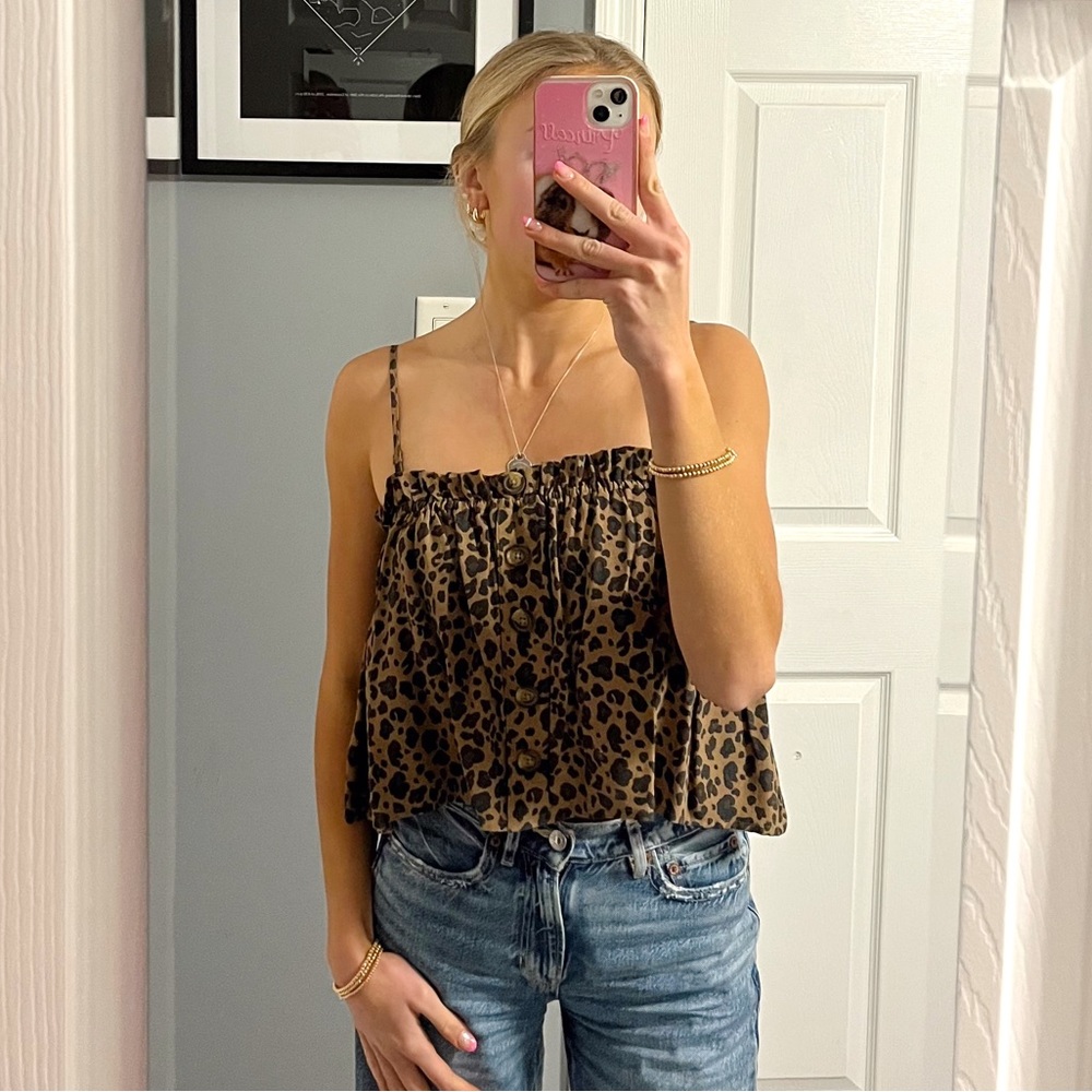 American Eagle Button Up Cheetah Tank Top
